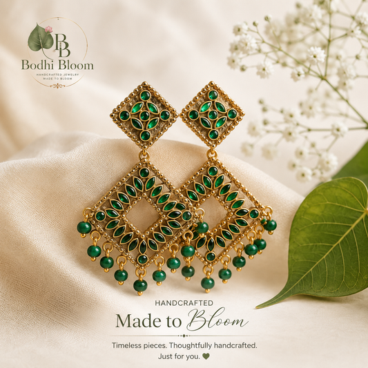 Emerald Bloom Statement Earrings | Bodhi Bloom